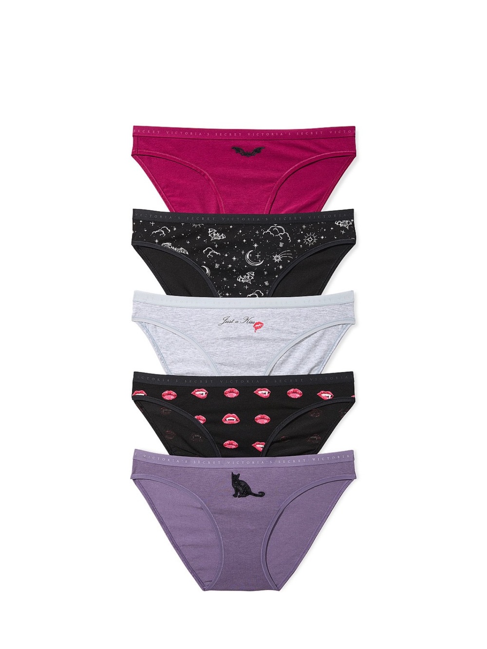 VS HALLOWEEN Stretch Cotton Bikini Panties Large Multi 5 Pack NEW